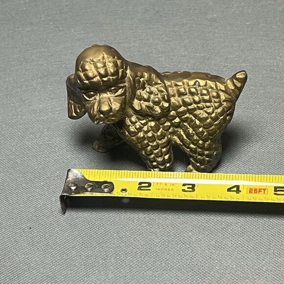 Vintage Brass Poodle Figurine Puppy Dog Decorative Figurine Paperweight 3” Tall - Picture 8 of 8